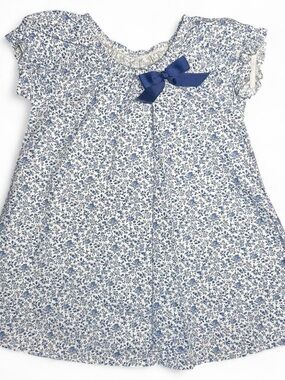 Baby Pima Dress with Navy Bow